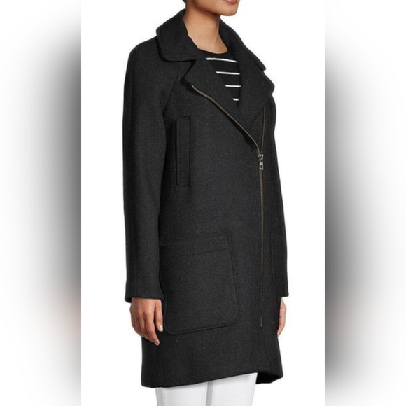 Madewell Women's Eldridge Zip Coat Insuluxe Wool/Cashmere Blend Black/White XS - Picture 8 of 16